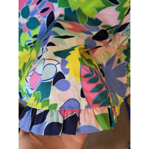 Talbots Bright Colorful Sleeveless Floral Sheath Ruffle Dress, 22W, Vacation Bea - Picture 6 of 7